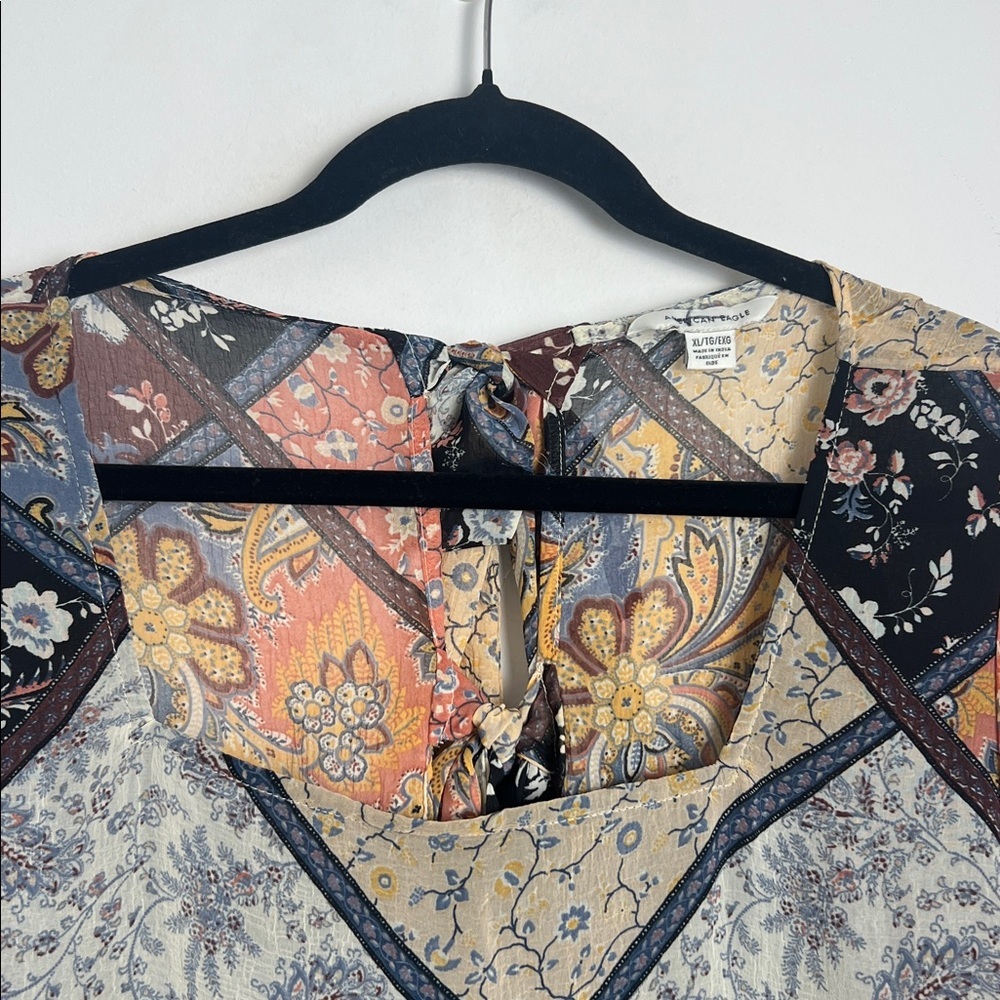 American Eagle Multi Color Patchwork Pattern Tie … - image 4